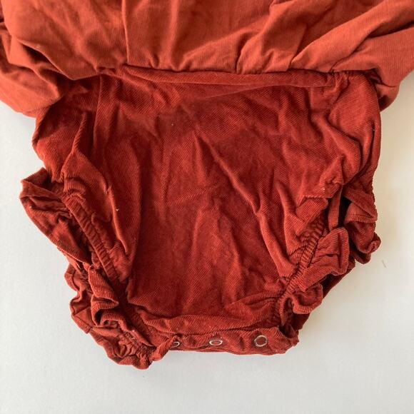 Numi Kids Fine Wale Corduroy Ruffle Pinafore Dress - Rust Brick Red - 2T - Picture 4 of 8